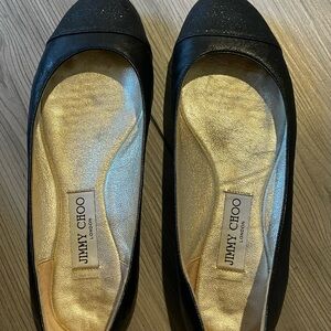 Jimmy Choo Black and Gold Flats